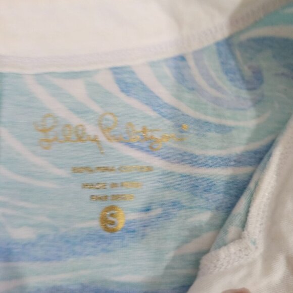 Lilly Pulitzer Womens Long Sleeve Dress Pima Cotton Blue/White Swirl Print Small - Picture 4 of 9